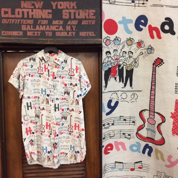 Vintage 1960’s Hootenanny Cartoon Print Dress, 196