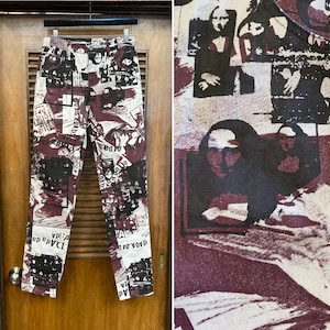 Vintage 1980’s w29 “Modzart” UK London Mona Lisa Dada Pop Art Punk Jeans Pants, 80’s Vintage Clothing
