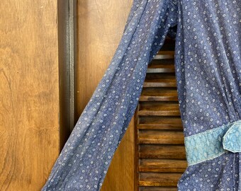 princess polly baby blue dress Rare 1890s-1900s Indigo Calico Wrapper Prairie Dress – Of the Palms main image 1