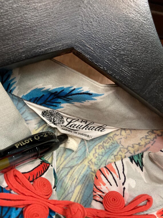 Vintage 1950’s Lauhala Hula Girl Tropical Rayon P… - image 4