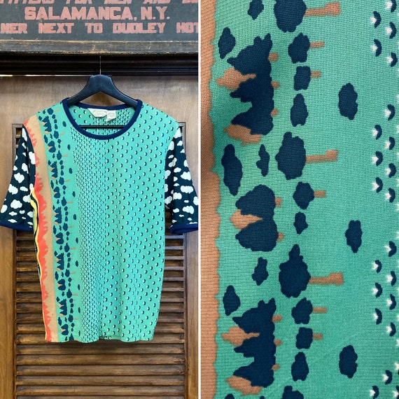 Vintage 1960’s Mod Op-Art Krazy Nature Print Top,