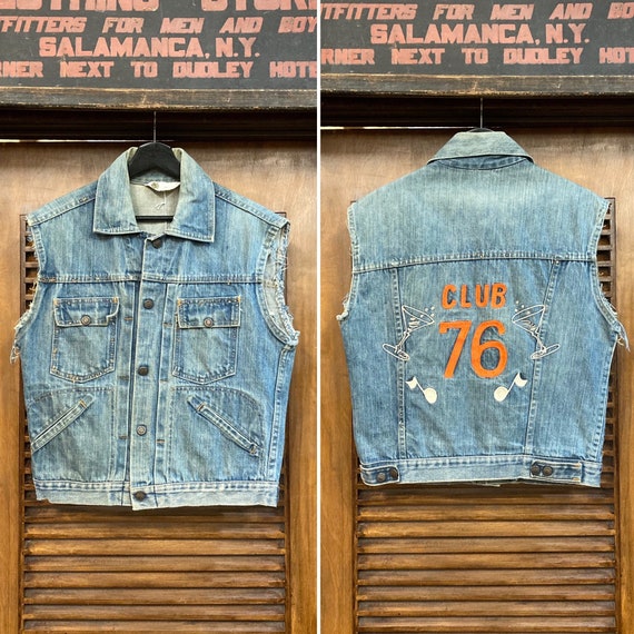 Vintage 1960’s “Club 76” Embroidery Denim Vest, 60