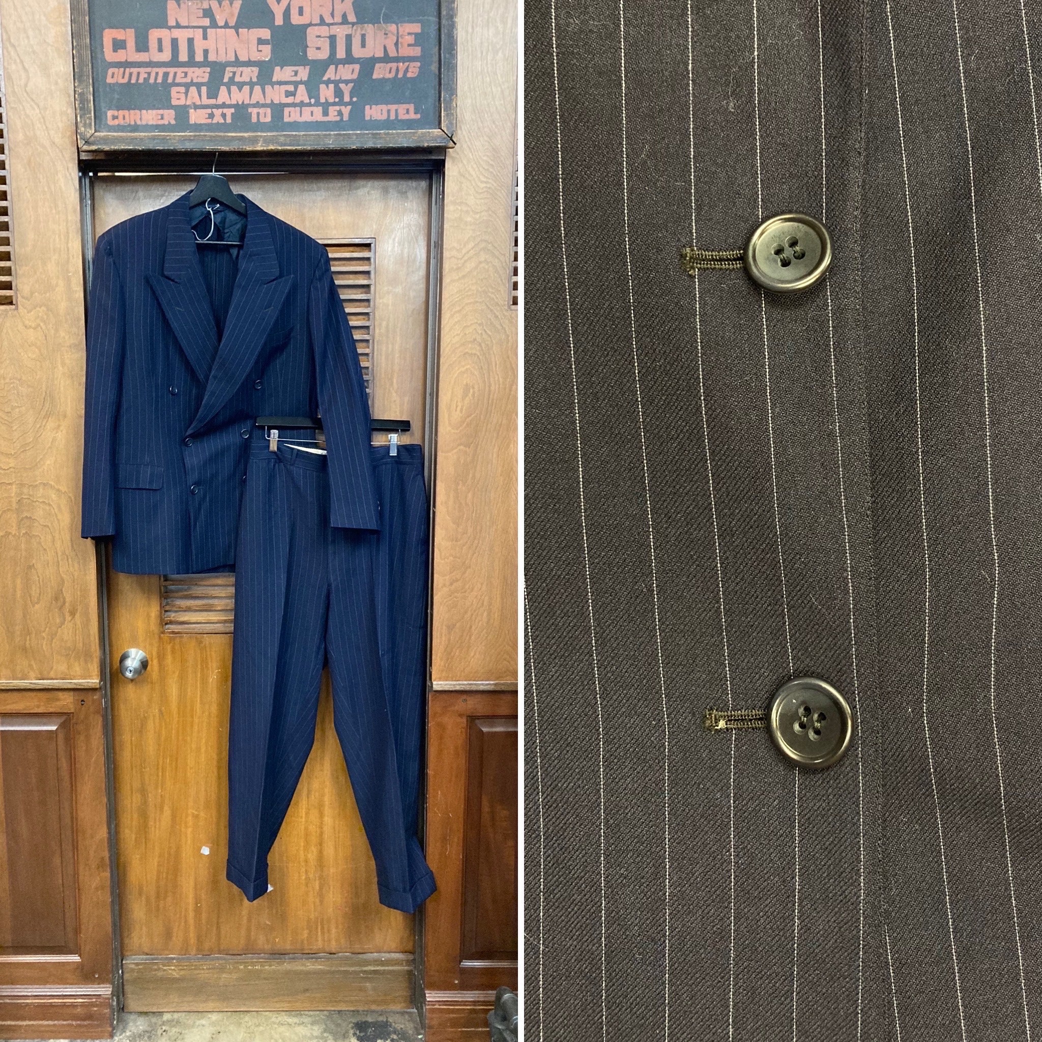 Vintage 1940s Gangster Swing Blue Pinstripe 2 Piece DB Double - Etsy