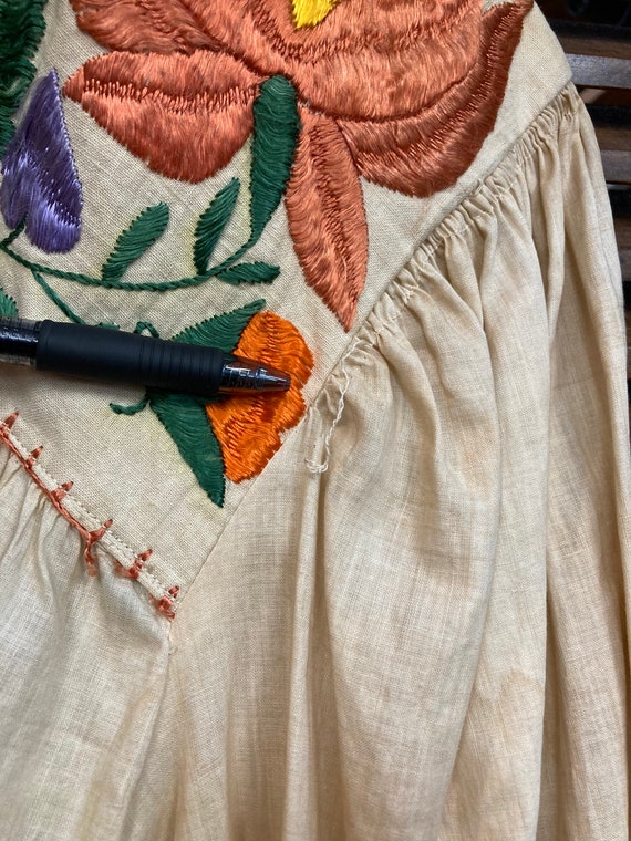 Vintage 1920’s Amazing Cotton Embroidery Peasant … - image 5