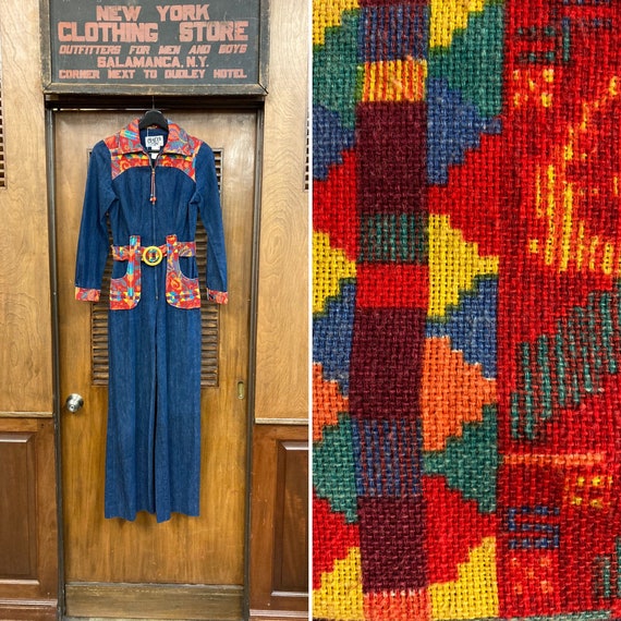 Vintage 1970’s Denim Woven Jumpsuit, Vintage Jumps