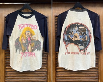 Vintage 1980er Twisted Sister Rock Band "Stay Hungry" Tour 1985 3/4 Ärmel T-Shirt, 80er Baseball Tee, Vintage Kleidung