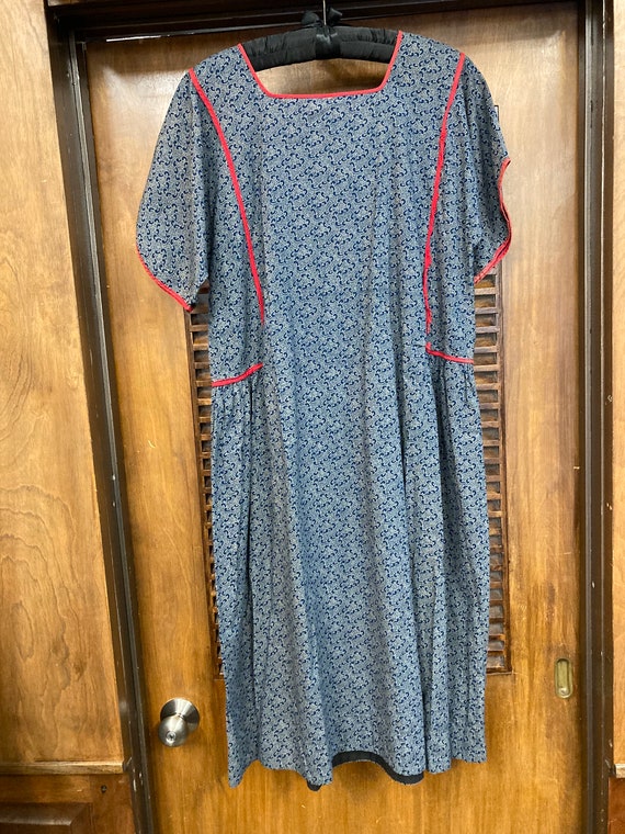 ワンピース 1910s Indigo Calico Dress Antique Victorian Calico Indigo Ruffle Dress - Raleigh Vintage