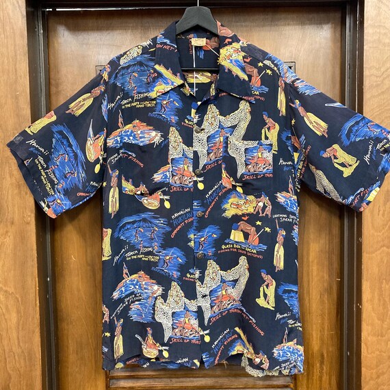 Vintage 1940's Size L “shaheen's” Super Rare Cartoon Tiki
