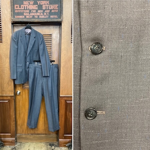 Vintage 1950’s Size L Atomic Fleck Wool Rockabilly Two Piece Suit, Jacket, Sportcoat, Blazer, Pants, Rockabilly, 1950s Suit, Pleated Pants