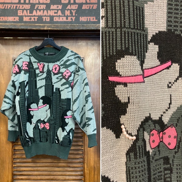 Vintage 1980’s New York City Pop Art Style New Wave Sweater, 80’s Sweater, 80’s New Wave, 80’s New York, 80’s Pop Art, Vintage Clothing
