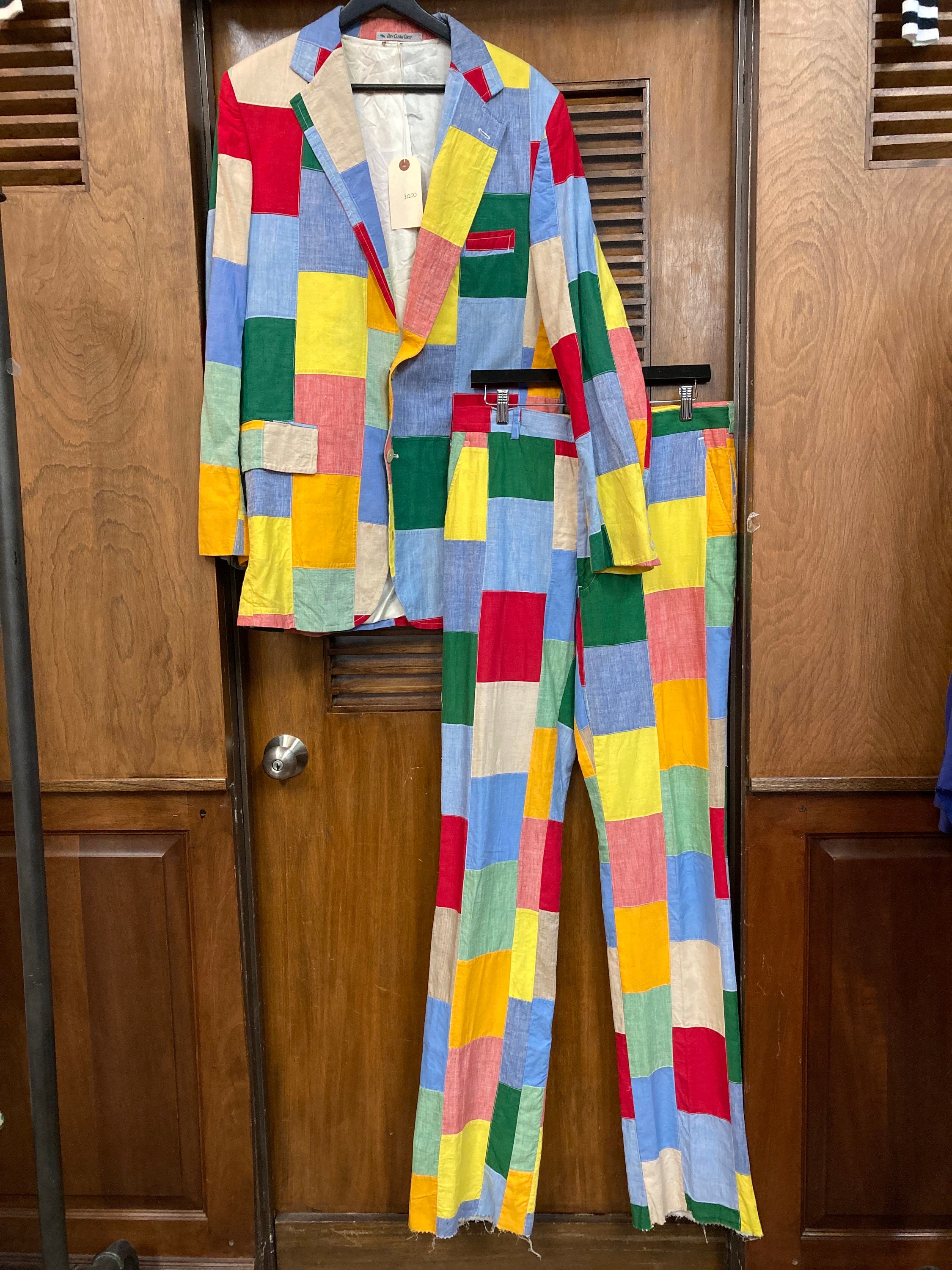 Vintage 1960's Deadstock Krazy Patchwork Mod Cotton Suit