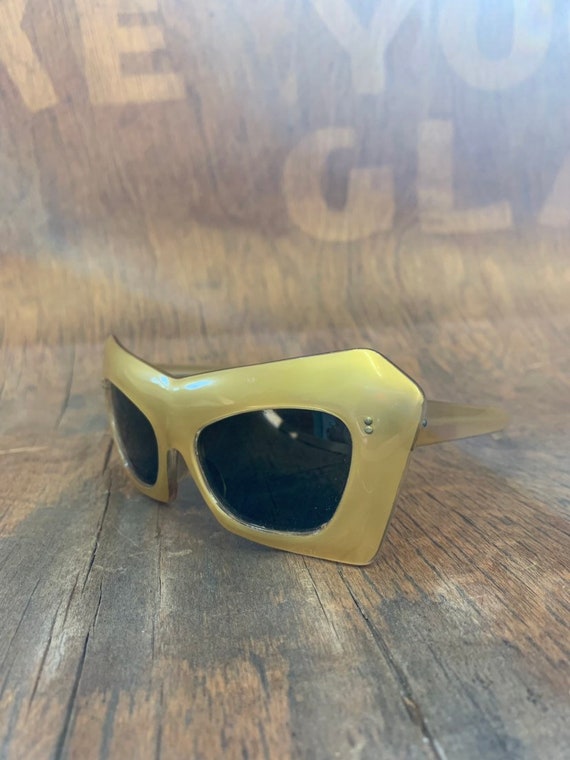 Vintage 1960's Gold Mod Plastic Sunglasses, Deadst