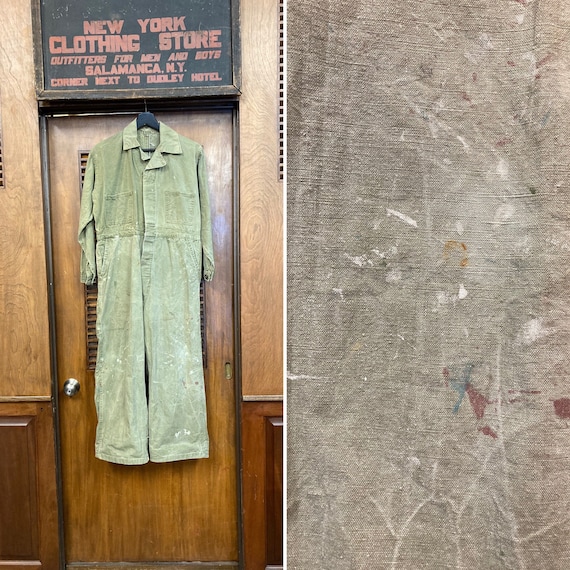 Vintage 1940’s Green Military Workwear Coveralls,