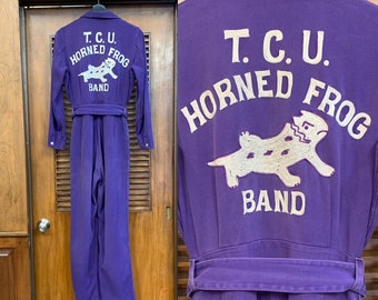 Vintage 1950's TCU School Band / Team Jumpsuit, Vintage Uniform, Vintage Band Uniform, TCU, Texas, Jumpsuit, Vintage 1950's