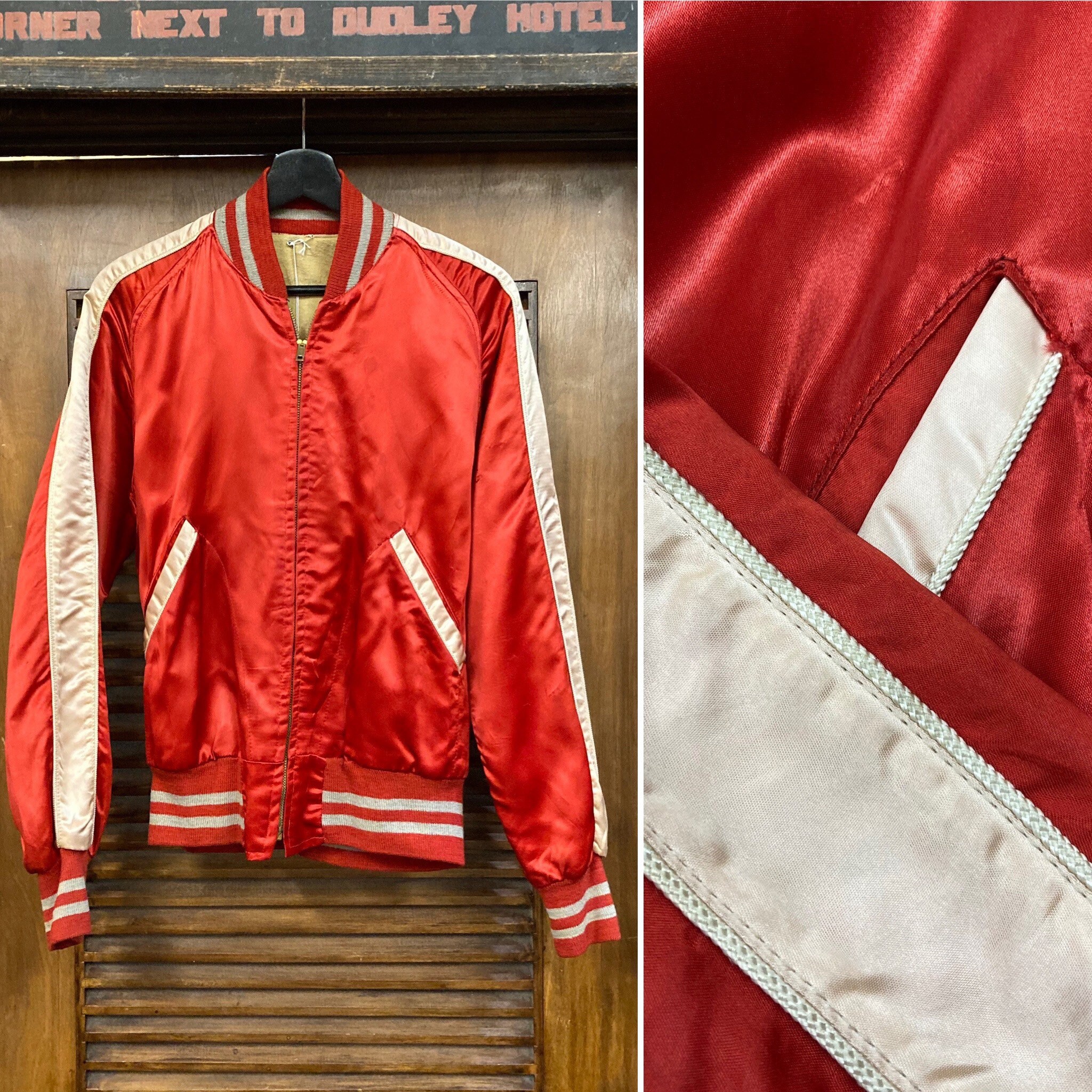 Vintage 1950s Satin Bomber Jacket With Stripes, 50s Jacket, 50s Bomber, 50s Satin Bomber, 50s Era Style, Vintage Clothing - Etsy Vintage 1950s Satin Bomber Jacket With Stripes, 50s Jacket, 50s Bomber, 50s Satin Bomber, 50s Era Style, Vintage Clothing - Etsy