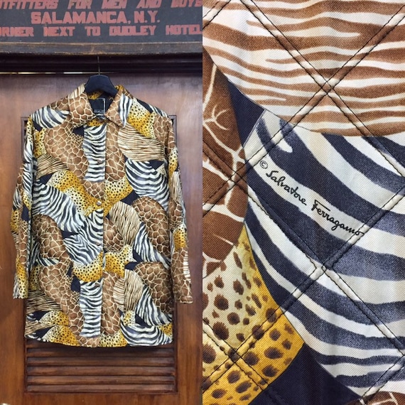 Vintage 1980’s Ferragamo Animal Print Quilt Jacket