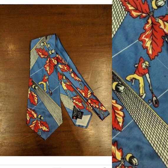 Vintage 1950s Tennis and Acorns Swing Tie, 1940s T