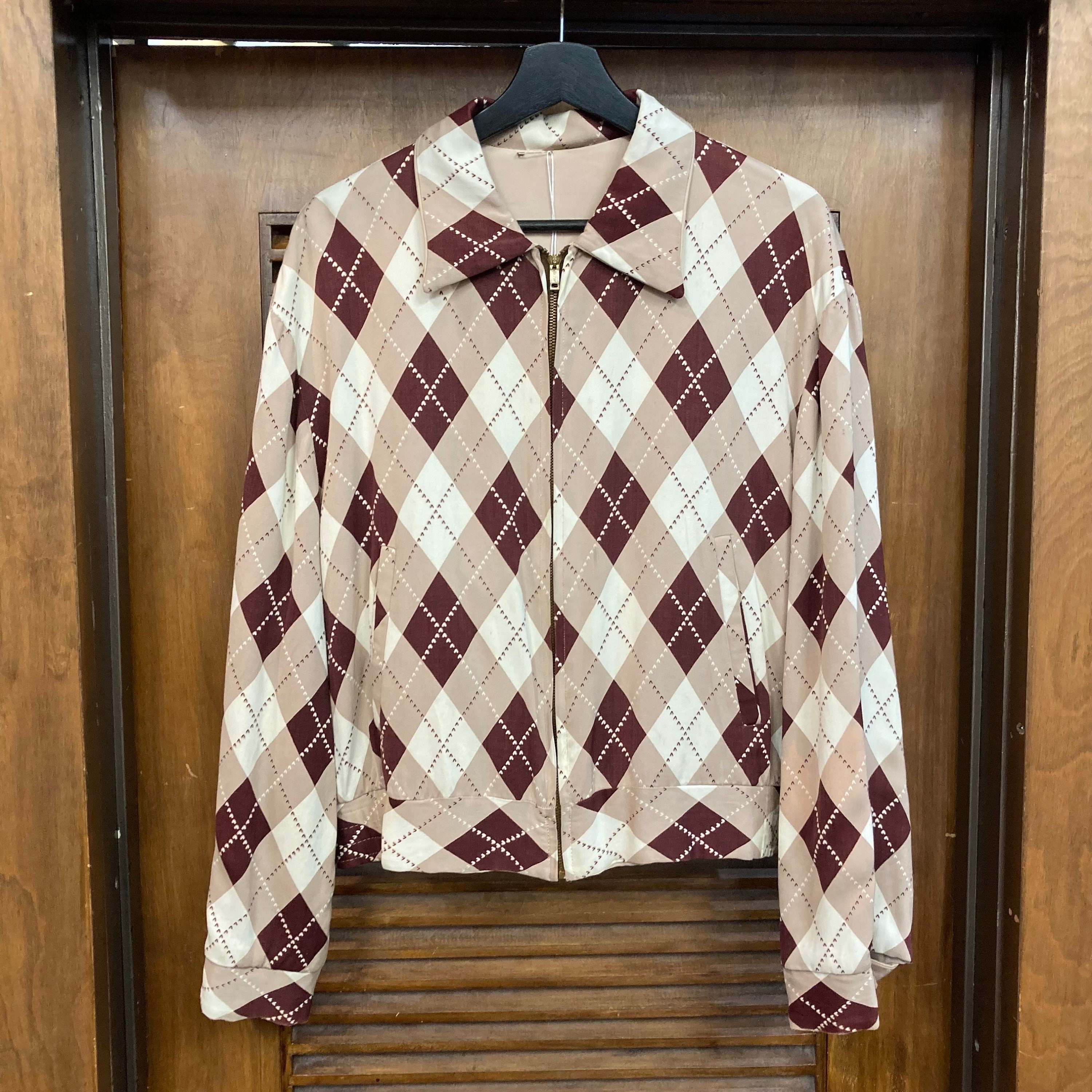 ジャケット・アウター 50s rayon gabardine jacket argyle Vintage 1950's Argyle Diamond Harlequin Gabardine Reversible
