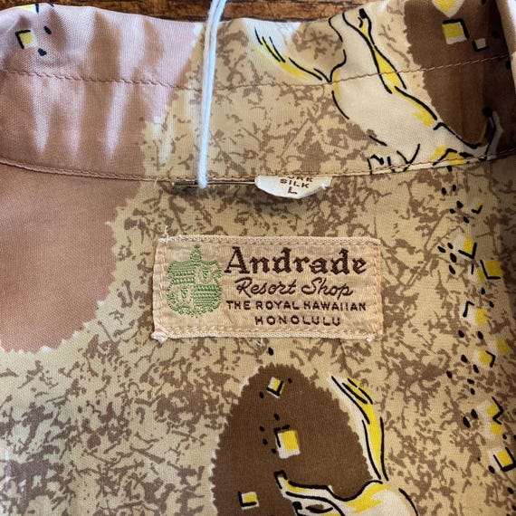Vintage 1950's “andrade” Atomic Horse Print Silk Long Sleeve