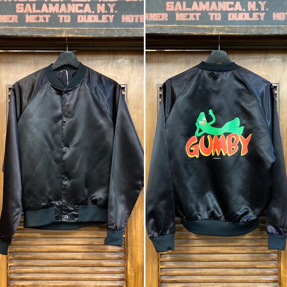 Vintage 1980’s Gumby Cartoon Satin Bomber Jacket,