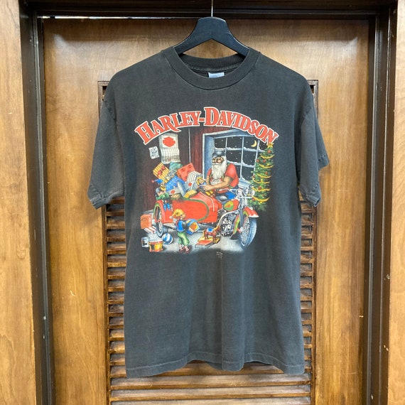 新発売 Davidson Harley 1990 Dated 1990's Vintage Santa 3D Claus トップス