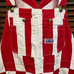 Vintage 1960s w40 Big Smith Red x White Stripe Mod Denim Overalls, Pop Art, Jeans, 60s Vintage Clothing image 5