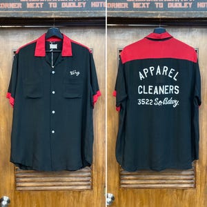 ウェア・シャツ 50's Rayon Bowling Shirts Style Eyes Plain Rayon Bowling Shirt Men's 1950s Style Short