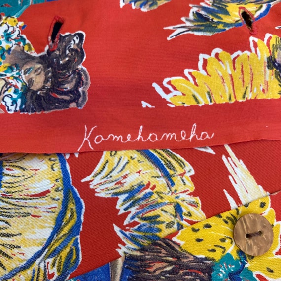 Vintage 1940’s “Kamehameha” Rayon Coconut Tree Cl… - image 9