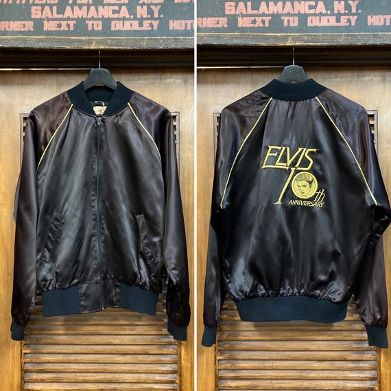 Vintage 1980’s Elvis Satin Bomber Jacket, 80’s Jac