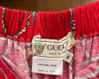 Vintage 1980's Gucci Designer Label Classic Print Cotton Two Vintage 1980's Gucci Designer Label Classic Print Cotton Two