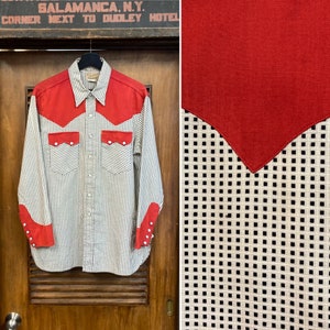 Vintage 1950’s Rare Design Rayon x Cotton Western Cowboy Rockabilly Shirt, Two-Tone, 50’s Vintage Clothing