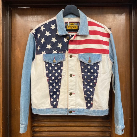 Vintage 1990’s American Flag Denim Jacket, 90’s Truck… - Gem