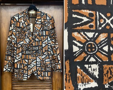 Vintage 1960's Original “sandwich Isles” Tiki Hawaiian Mod Blazer