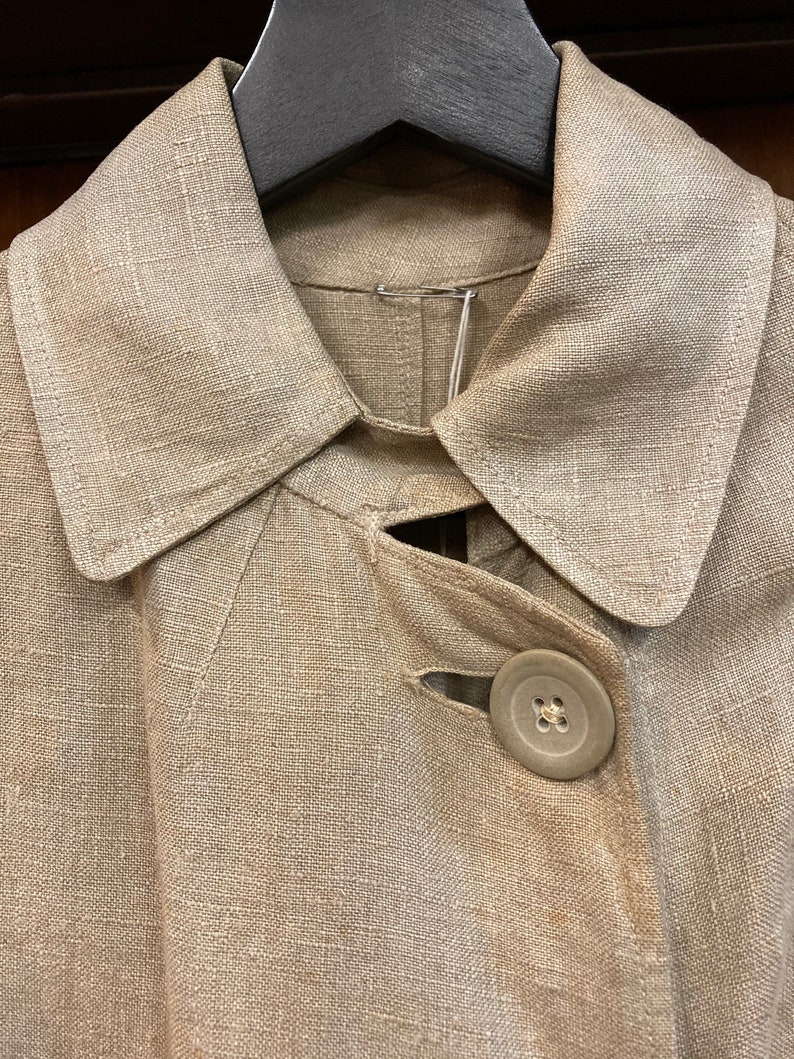 Vintage Antique 1910s Edwardian Chinstrap Linen Duster Coat, Vintage Duster Coat, Workwear Jacket, Vintage 1910s Coat, Edwardian Coat image 4