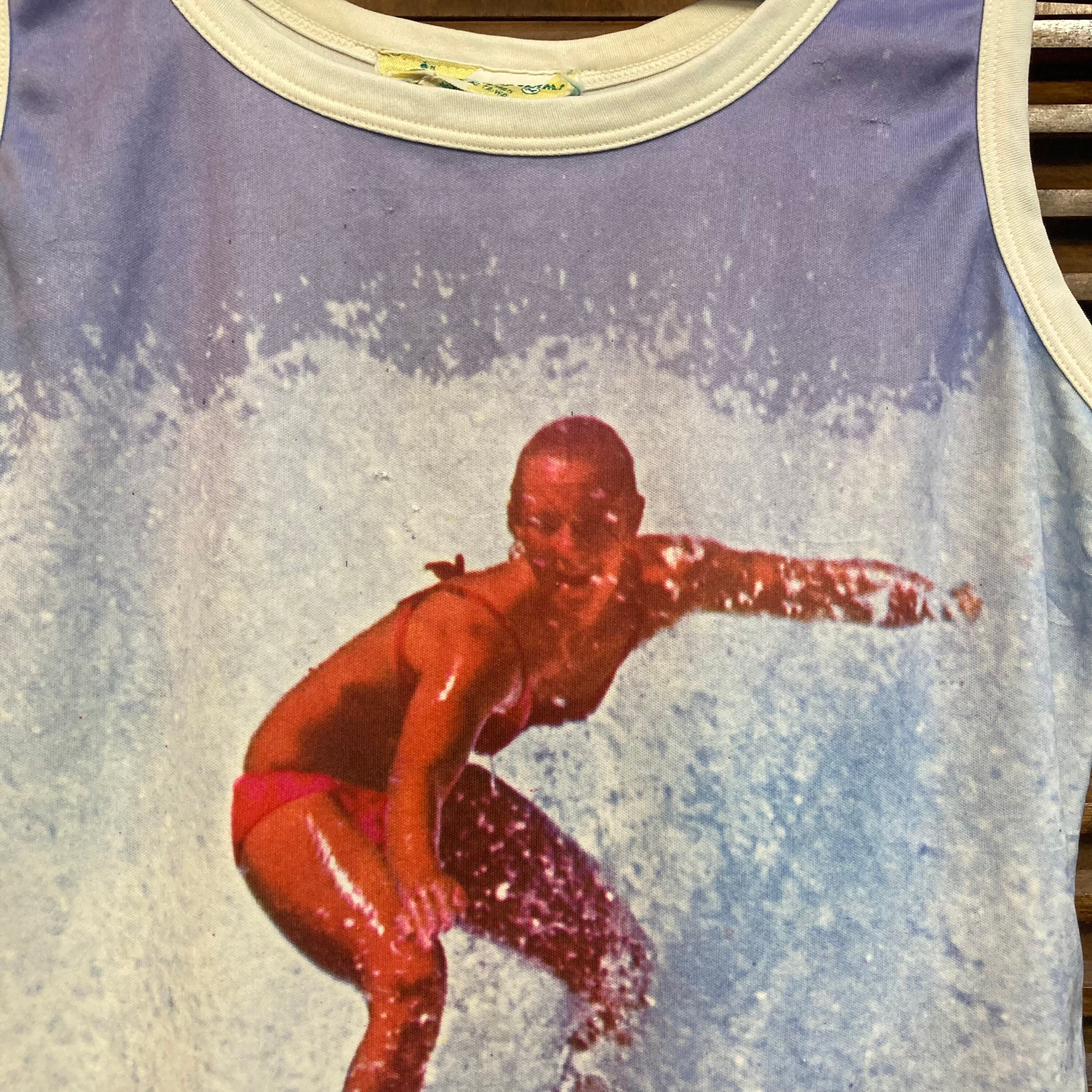 Vintage 1970's Photo Print Tank Top Tee Shirt With Woman