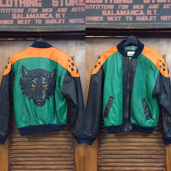 Reserved, Vintage 1980’s/90’s Tri-Color Wolf Design Leather Jacket, Michael Hoban, Hip Hop Style, Vintage Leather, Vintage Clothing