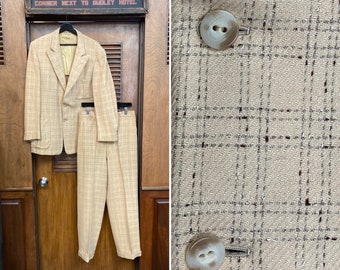 Vintage 1950’s Peak Lapel Elvis Rockabilly Wool Suit Two Piece Sportcoat Jacket, Pleated Pocket, Atomic Fleck, Rockabilly Suit, Rock n Roll,