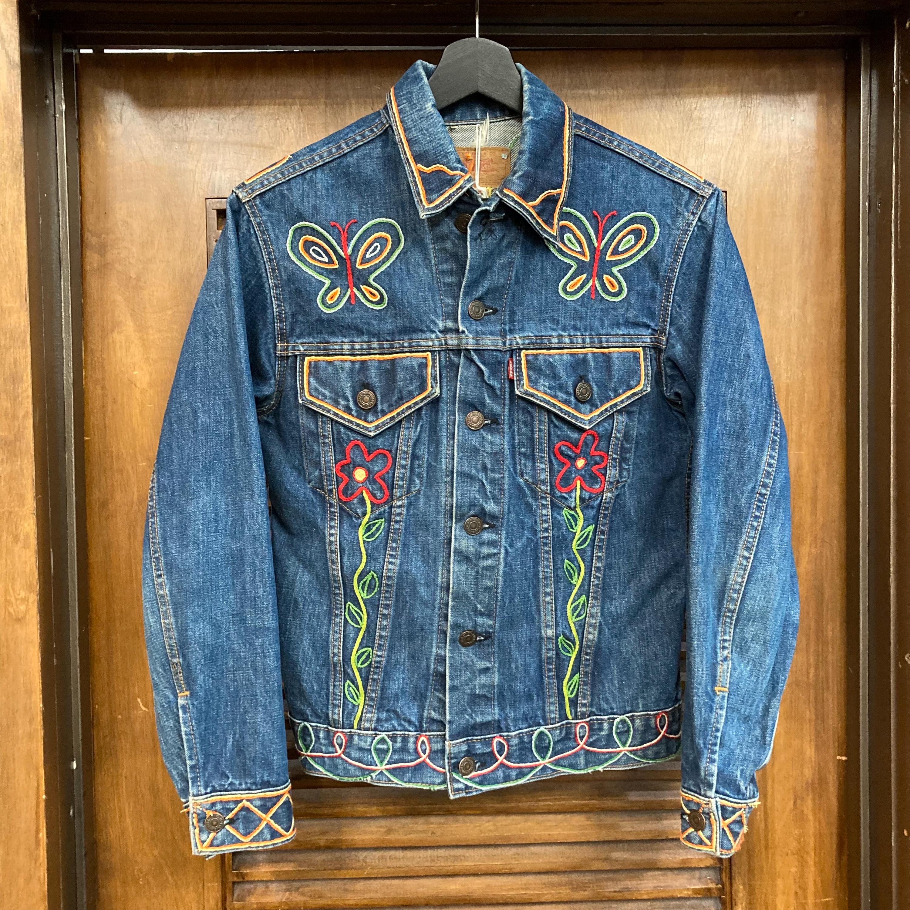 Vintage 1960's Levi's Big E Hippie Embroidery Denim Trucker