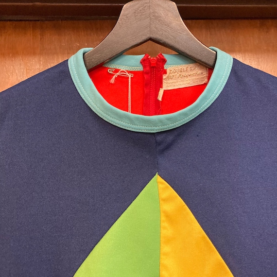 Vintage 1960’s Mod Color Block Knit Top Glam Shir… - image 6