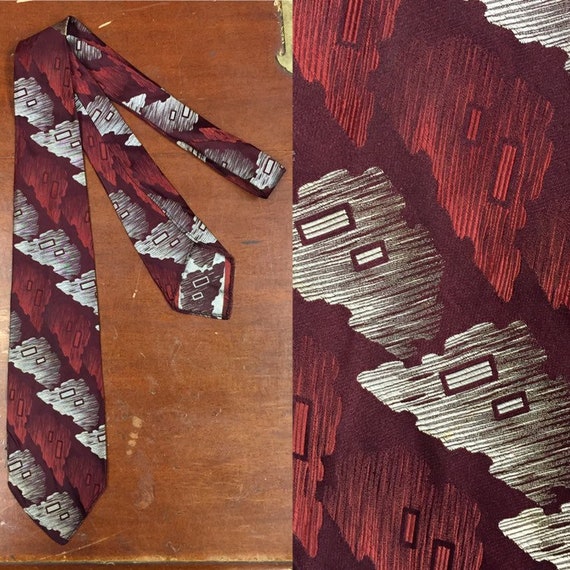 Vintage 1930’s, Silk, Rayon, Abstract Arrowhead De