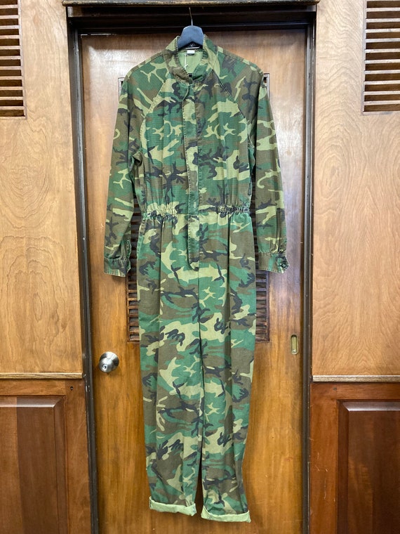 Vintage 1980’s Green Camouflage Workwear Jumpsuit… - image 2