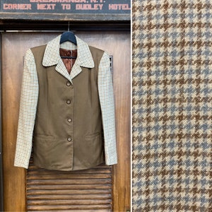 Vintage 1940’s Two-Tone Gabardine x Wool Hollywood Leisure Women’s Jacket, 40’s Jacket, Vintage Clothing