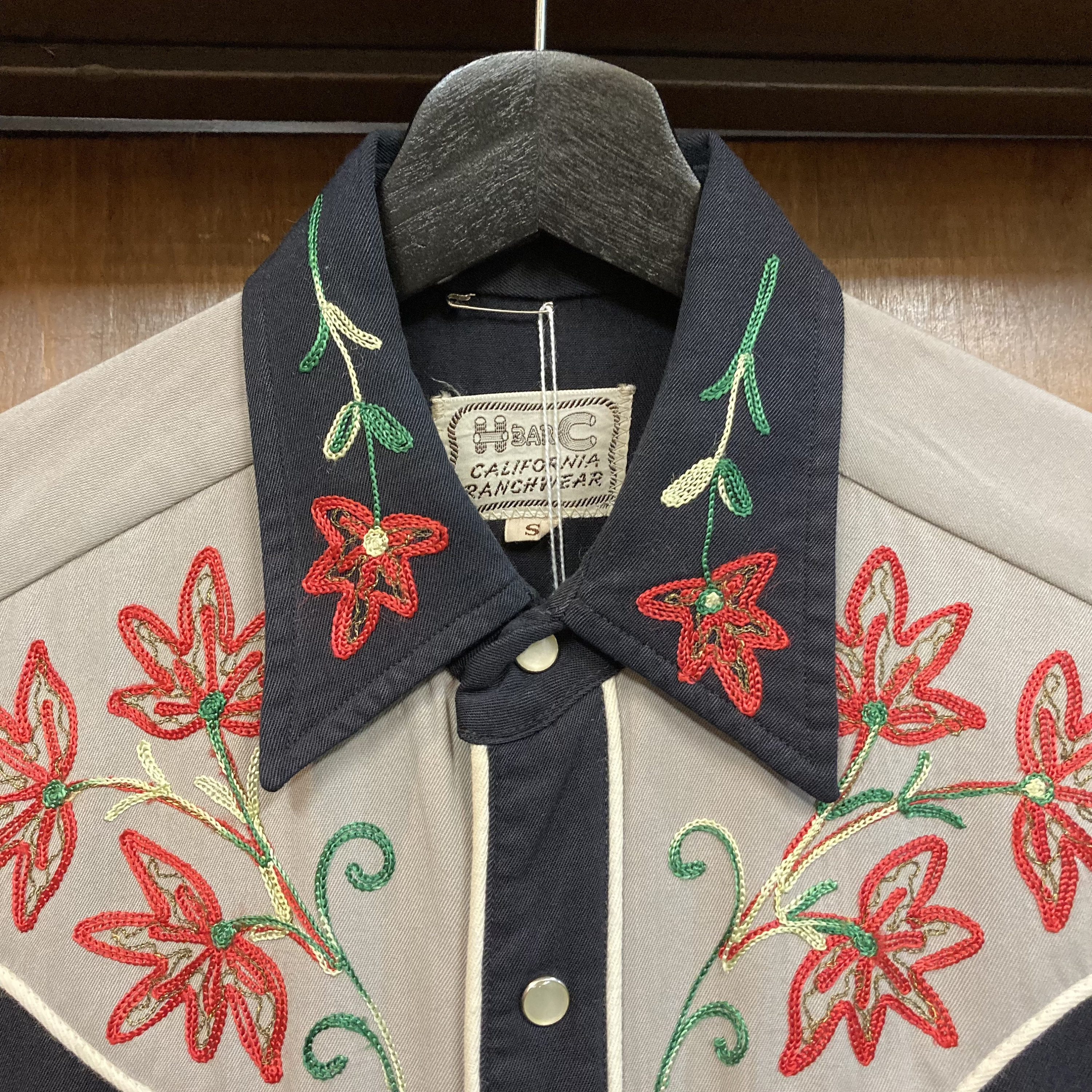 50s H bar C western gabadine shirt 刺繍　S Vintage 1950's “H Bar C” Cowboy Western Rodeo Rayon