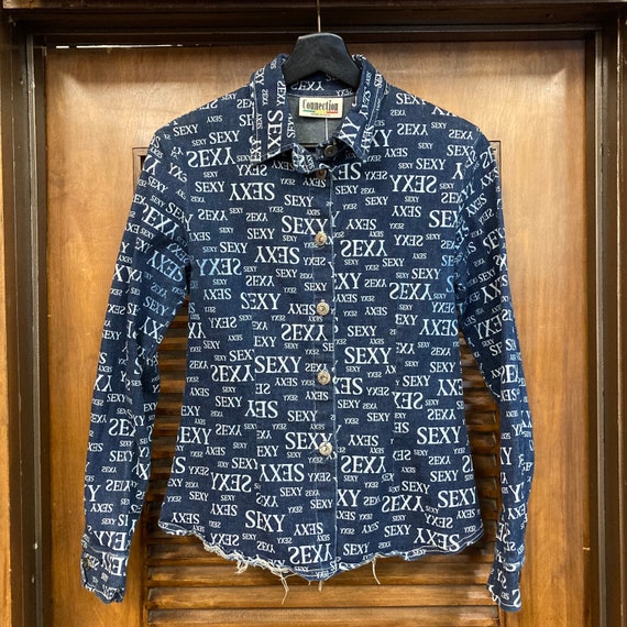 Vintage 1980’s “Sexy” Print Denim Jacket, 80’s De… - image 3
