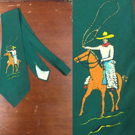 Vintage 1940s, Green, Hand painted, Cowboy Swing