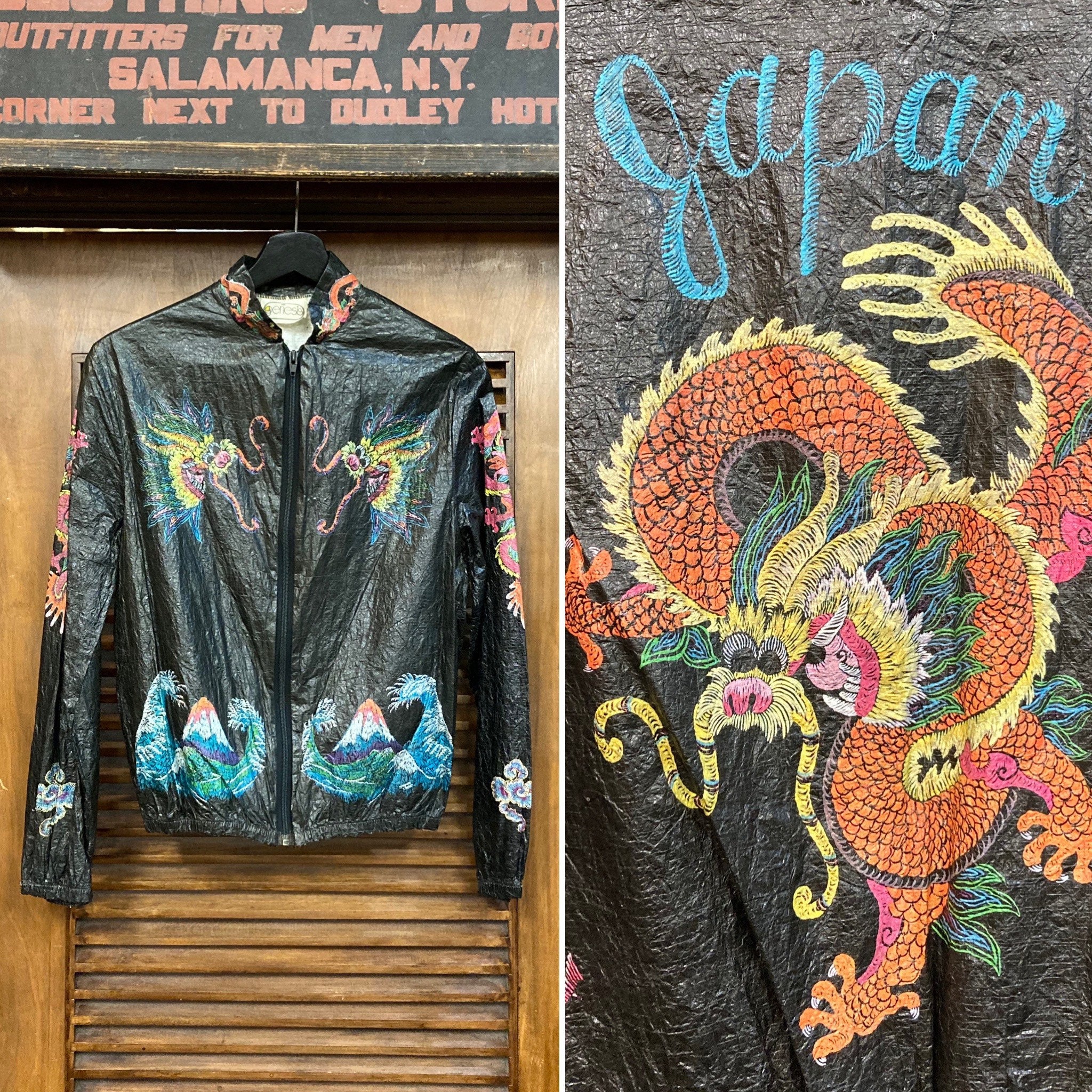 Vintage 1980's Japan Tour Souvenir Jacket “paper Style” 80's Vintage 1980's Japan Tour Souvenir Jacket “paper Style” 80's