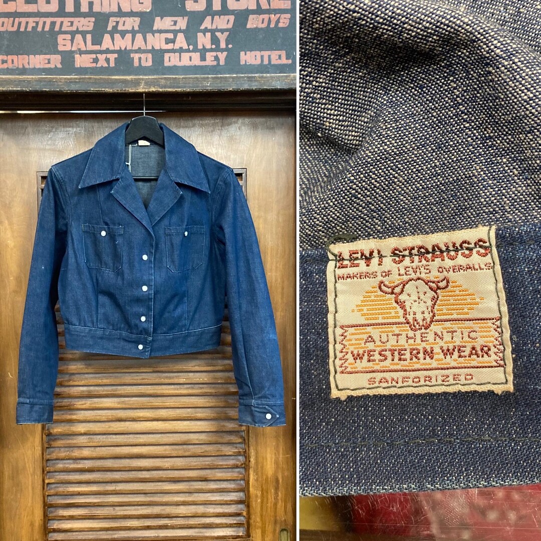 Vintage 1950's Levi's Shorthorn Dark Denim Pearl Snap Rockabilly