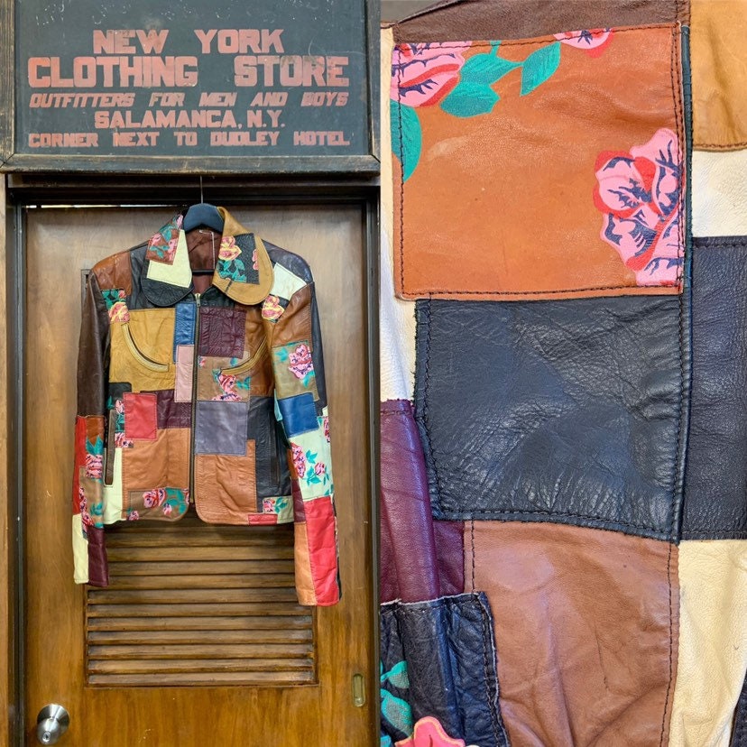 vintage patchwork leather jacket