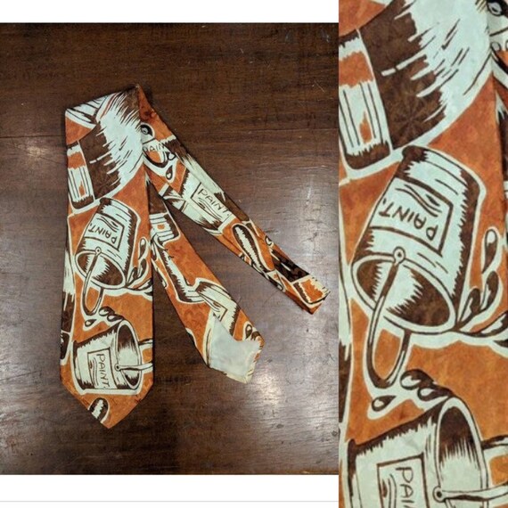 Vintage 1950s Abstract Paint Bucket Print Rockabil