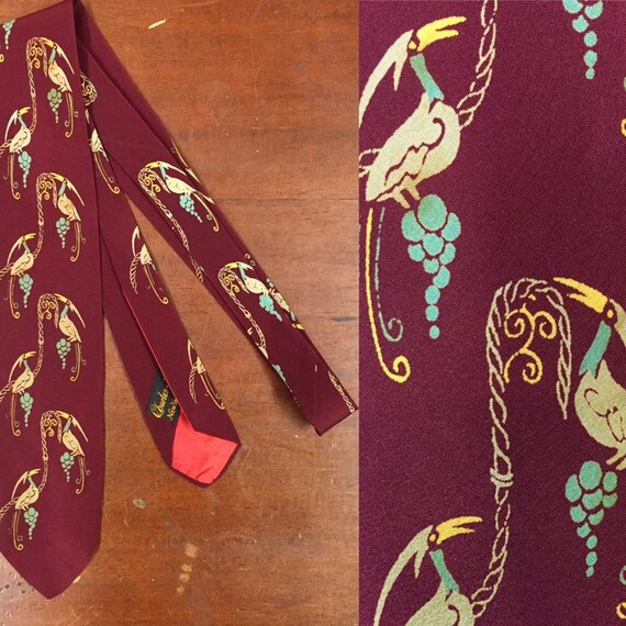 Vintage 1950s Dark Red Tie, Silk Tie, Rockabilly S